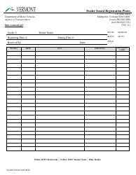 Form VN-060 Dealer Issued Registration Plates - Vermont