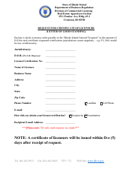 Document preview: Request for Certificate of Licensure (Letter of Good Standing) - Rhode Island
