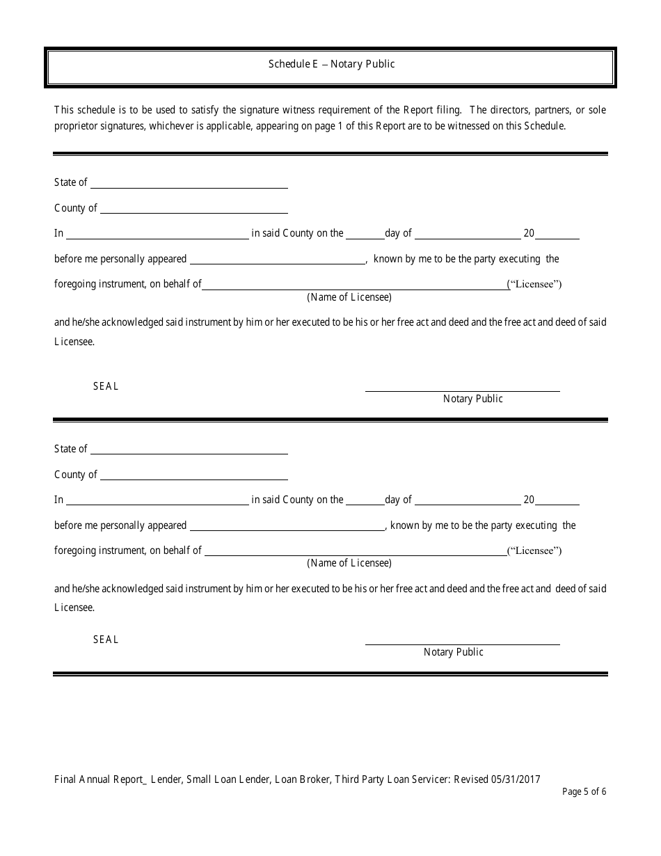 Final Annual Report - Lender / Small Loan Lender / Loan Broker / Third Party Loan Servicer - Rhode Island, Page 6