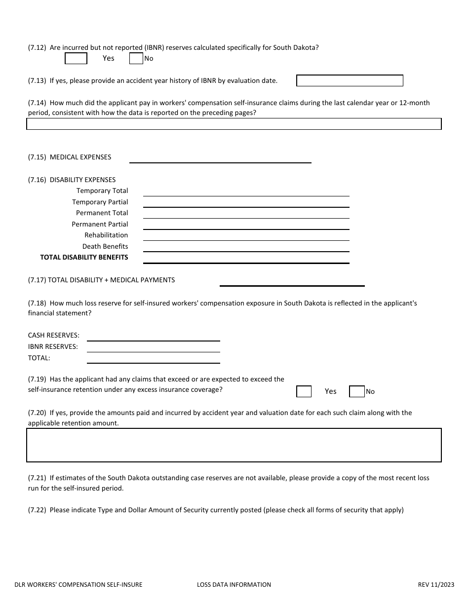 Application to Self-insure Workers Compensation Liabilities - South Dakota, Page 14