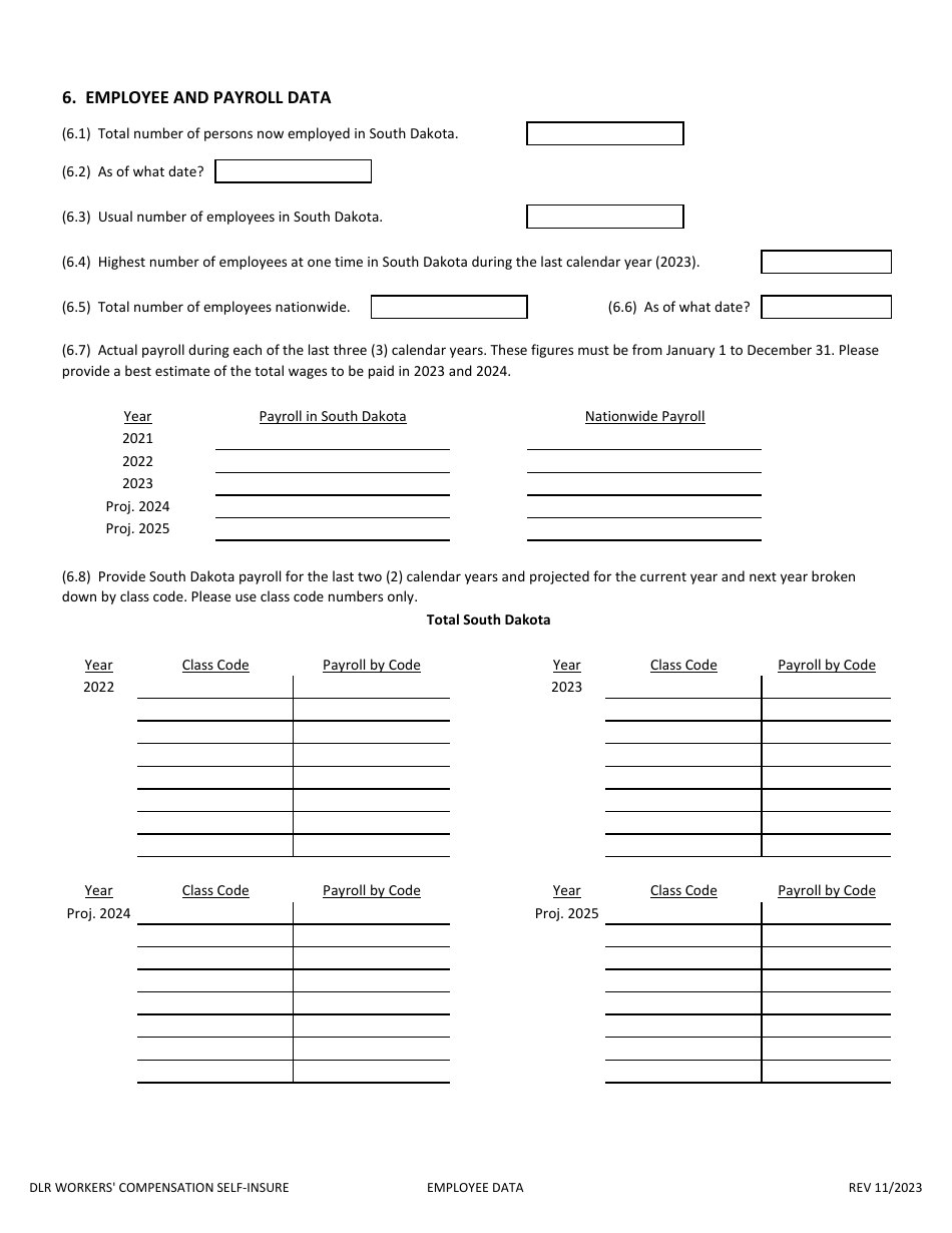 Application to Self-insure Workers Compensation Liabilities - South Dakota, Page 7