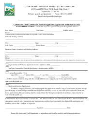 Document preview: Commercial/Non-commercial Pesticide Applicator Application and Renewal Form - Utah