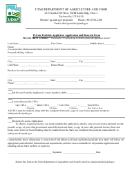 Document preview: Private Pesticide Applicator Application and Renewal Form - Utah