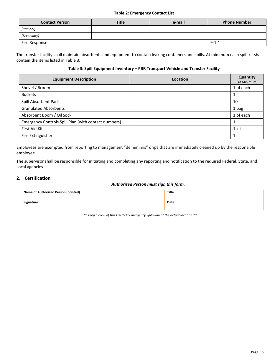 Used Oil Permit by Rule Transporter and Transfer Facility Notification - Utah, Page 6