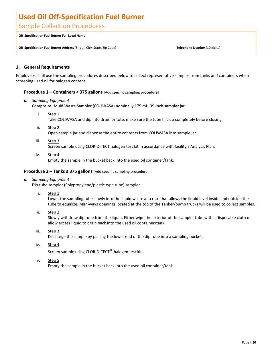 Used Oil off-Specification Fuel Burner New Permit Application  10-year Renewal - Utah, Page 10