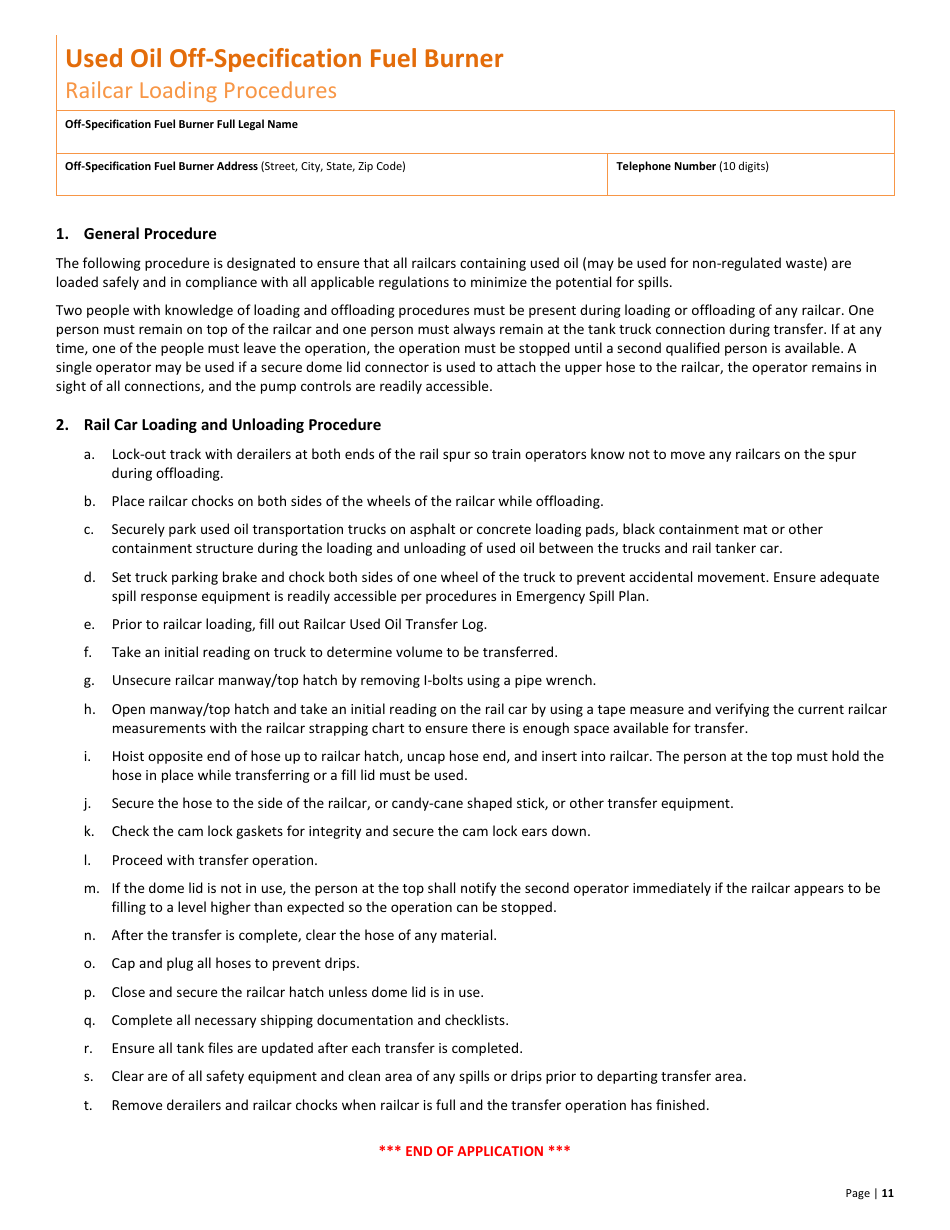 Utah Used Oil Off Specification Fuel Burner New Permit Application 10 Utah Used Oil Off Specification Fuel Burner New Permit Application 10