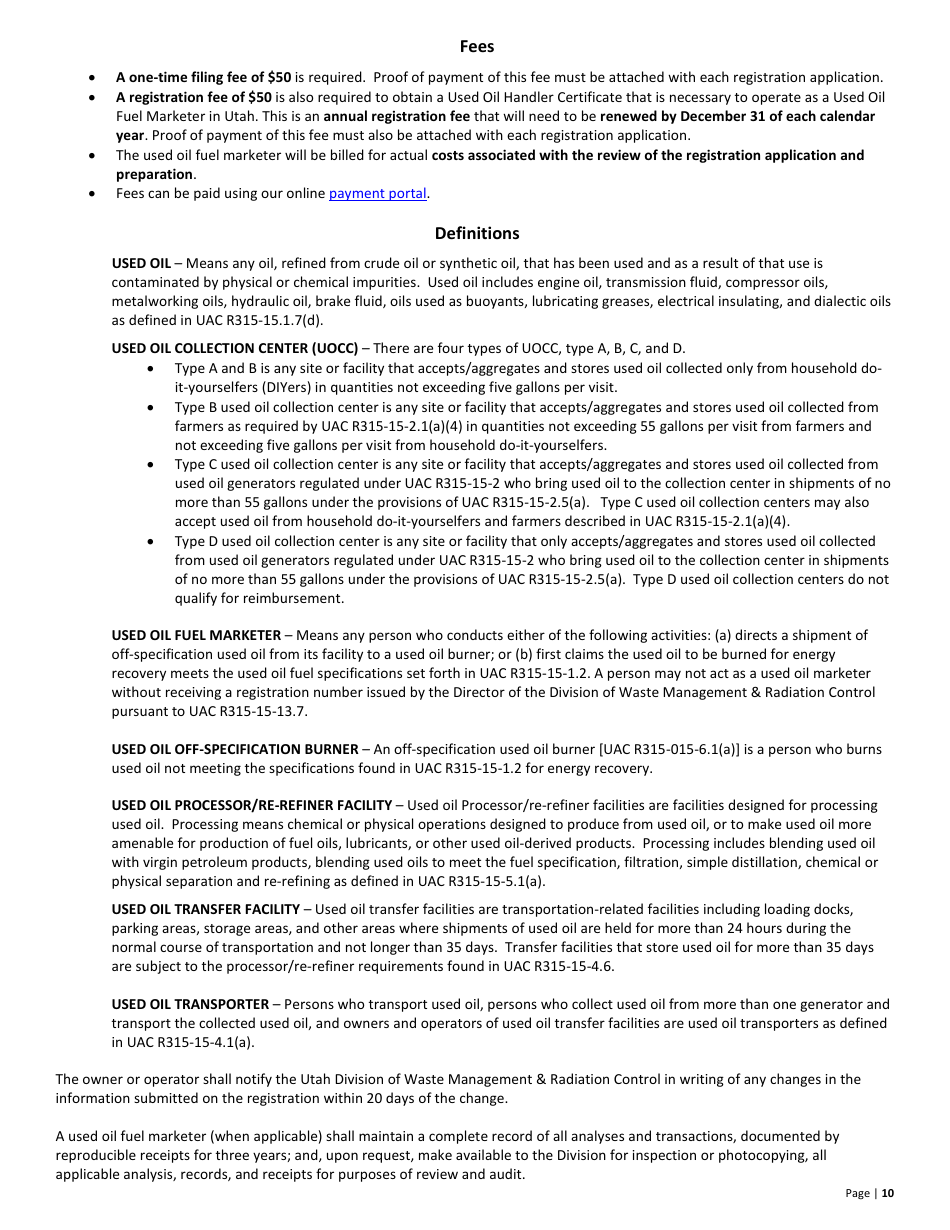 Used Oil Fuel Marketer New Permit Application  10-year Renewal - Tennessee, Page 10