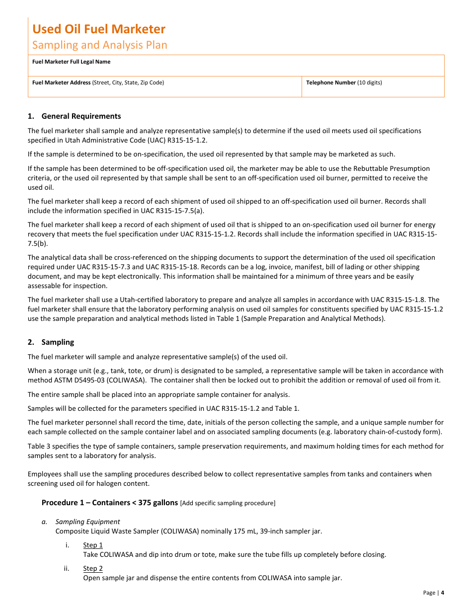 Used Oil Fuel Marketer New Permit Application  10-year Renewal - Tennessee, Page 4