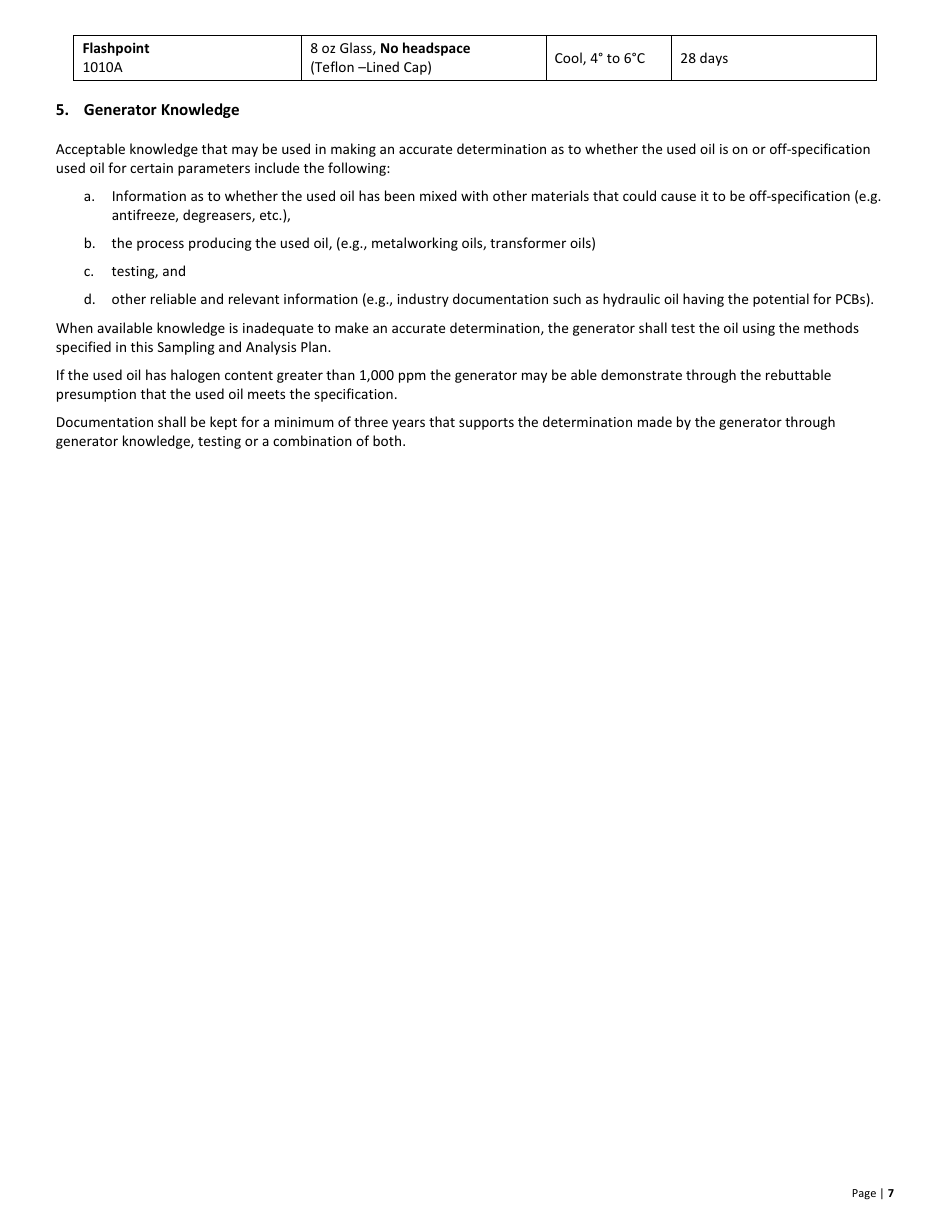 Used Oil Fuel Marketer New Permit Application  10-year Renewal - Tennessee, Page 7