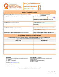 Document preview: Used Oil Fuel Marketer New Permit Application & 10-year Renewal - Tennessee