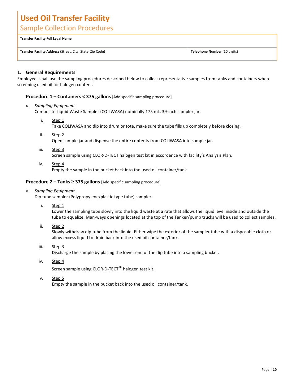 Used Oil Transfer Facility New Permit Application  10-year Renewal - Utah, Page 10