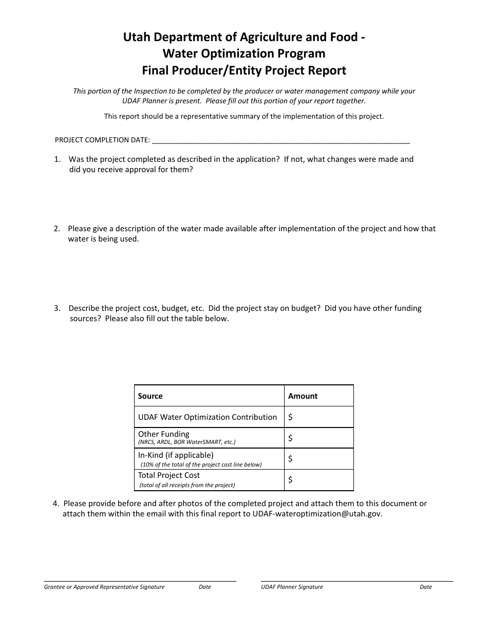 Final Project Inspection Form - Agricultural Water Optimization Program - Utah, Page 2