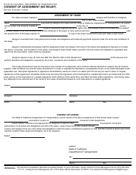Document preview: Form DOT RW15-06 Consent of Assignment (No Relief) - California