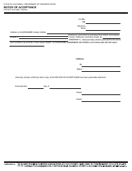 Document preview: Form DOT RW16-26 Notice of Acceptance - California
