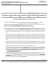 Document preview: Form DOT RW16-16 Note and Agreement Secured by a Deed of Trust - California