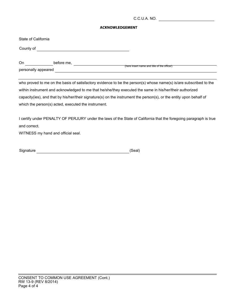 Form RW19-9 Consent to Common Use Agreement - Southern California Edison Company - California, Page 4
