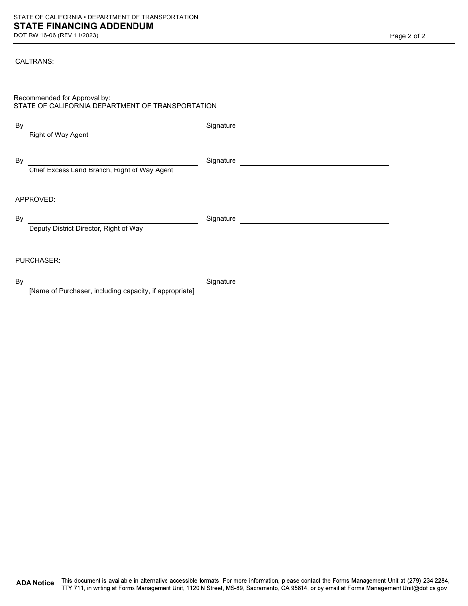 Form DOT RW16-06 - Fill Out, Sign Online and Download Fillable PDF ...