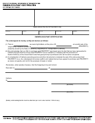 Document preview: Form DOT RW16-21 Owner-Occupant Certification - California