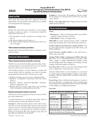 Instructions for Form OR-E-911, 150-603-001 Oregon Emergency Communications Tax (E911) Quarterly Return - Oregon