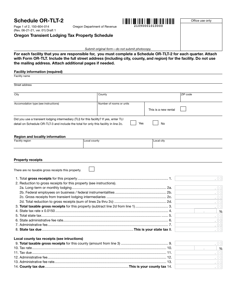 Form 150-604-014 Schedule OR-TLT-2 - Fill Out, Sign Online and Download ...