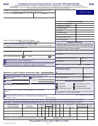 Document preview: Form OR-CPPR (150-553-004) Confidential Personal Property Return - Oregon, 2024