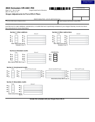 Document preview: Form 150-101-067 Schedule OR-ASC-FID Oregon Adjustments for Form or-41 Filers - Oregon, 2023
