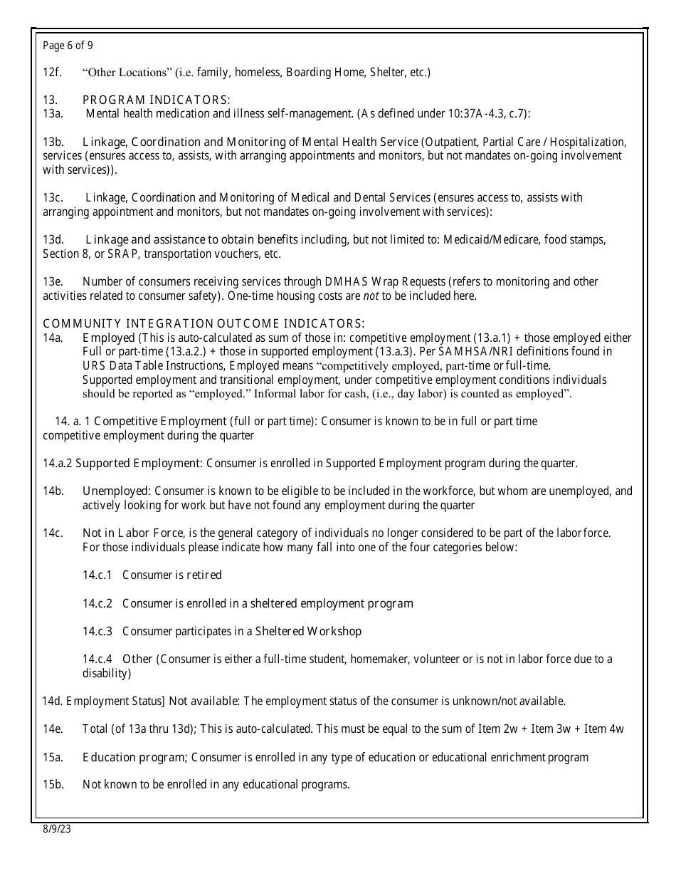 Quarterly Contract Monitoring Report (Qcmr) - Consumer Movement Report - Community Support Services (Css) - New Jersey, Page 6