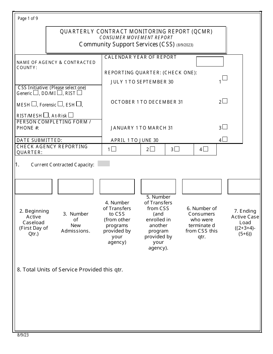 New Jersey Quarterly Contract Monitoring Report (Qcmr) - Consumer