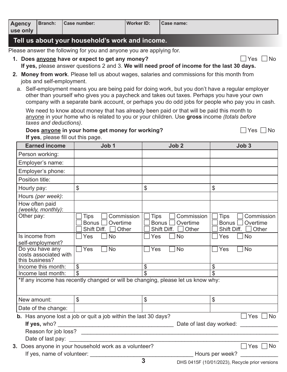 Form DHS0415F Application for Services - Oregon, Page 7