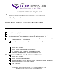 Utah Government Records Request Form - Utah