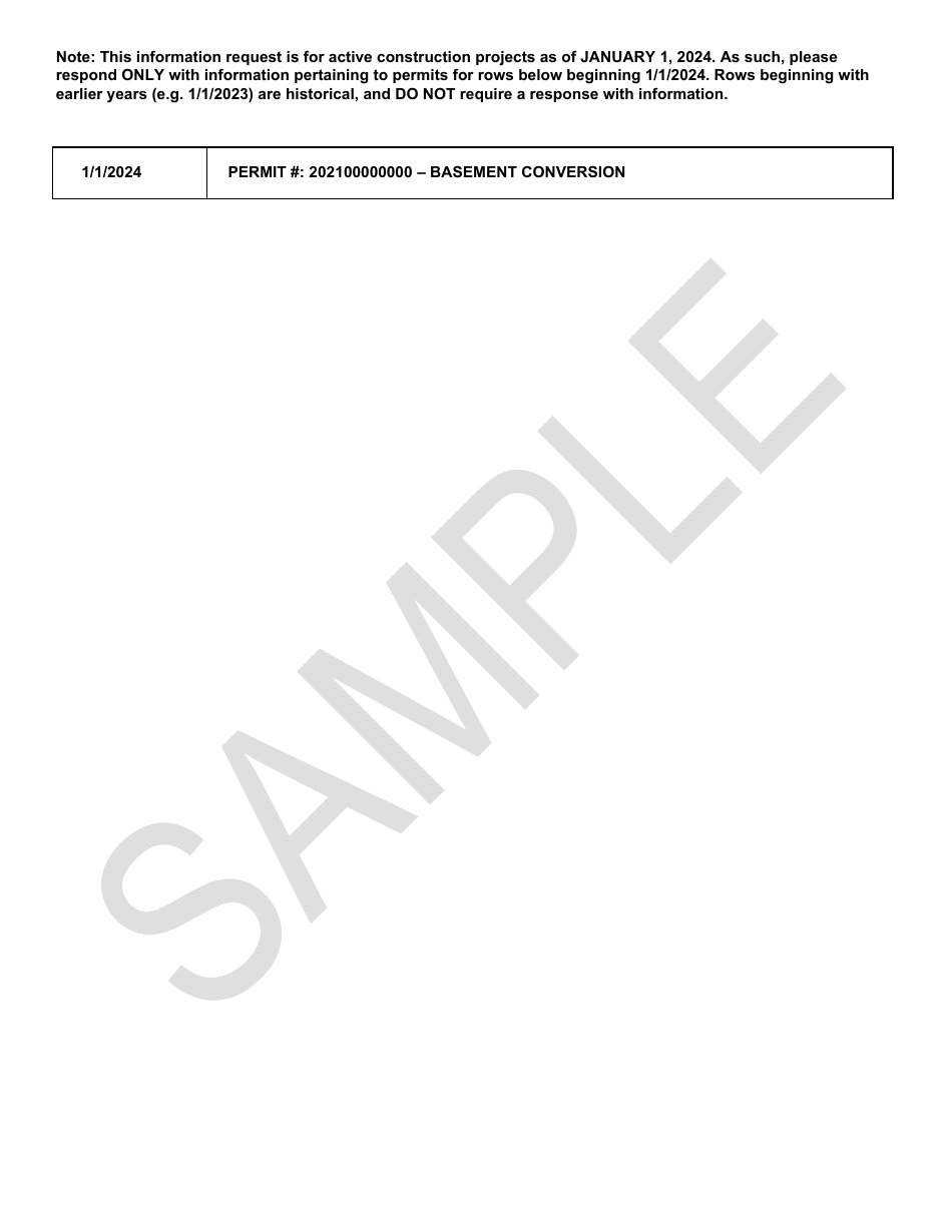 Sample Residential Construction Project Information Form - City and County of San Francisco, California, Page 2