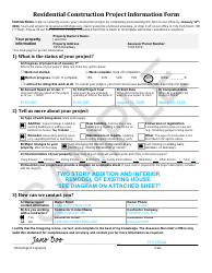 Sample Residential Construction Project Information Form - City and County of San Francisco, California, Page 3