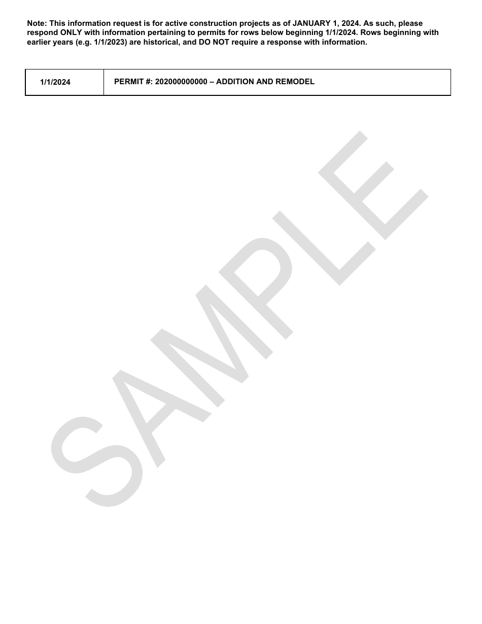 Sample Residential Construction Project Information Form - City and County of San Francisco, California, Page 4