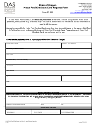 Document preview: Form 07-005 Motor Pool Checkout Card Request Form - Oregon