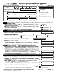 Document preview: IRS Formulario 940 (SP) Declaracion Del Impuesto Federal Anual Del Empleador Del Impuesto Federal Para El Desempleo (Futa) (Spanish), 2023