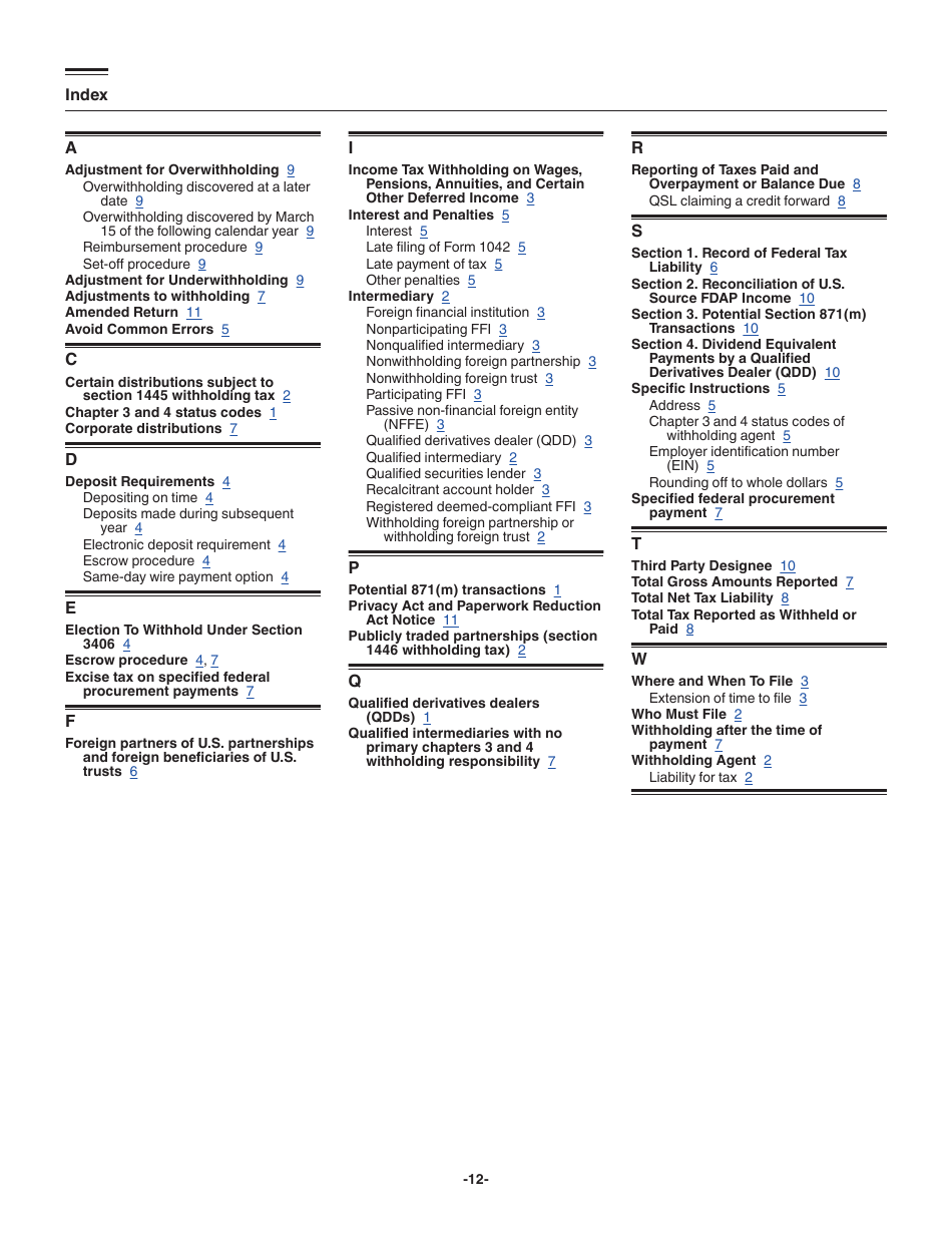 Instructions for IRS Form 1042 Annual Withholding Tax Return for U.S. Source Income of Foreign Persons, Page 12