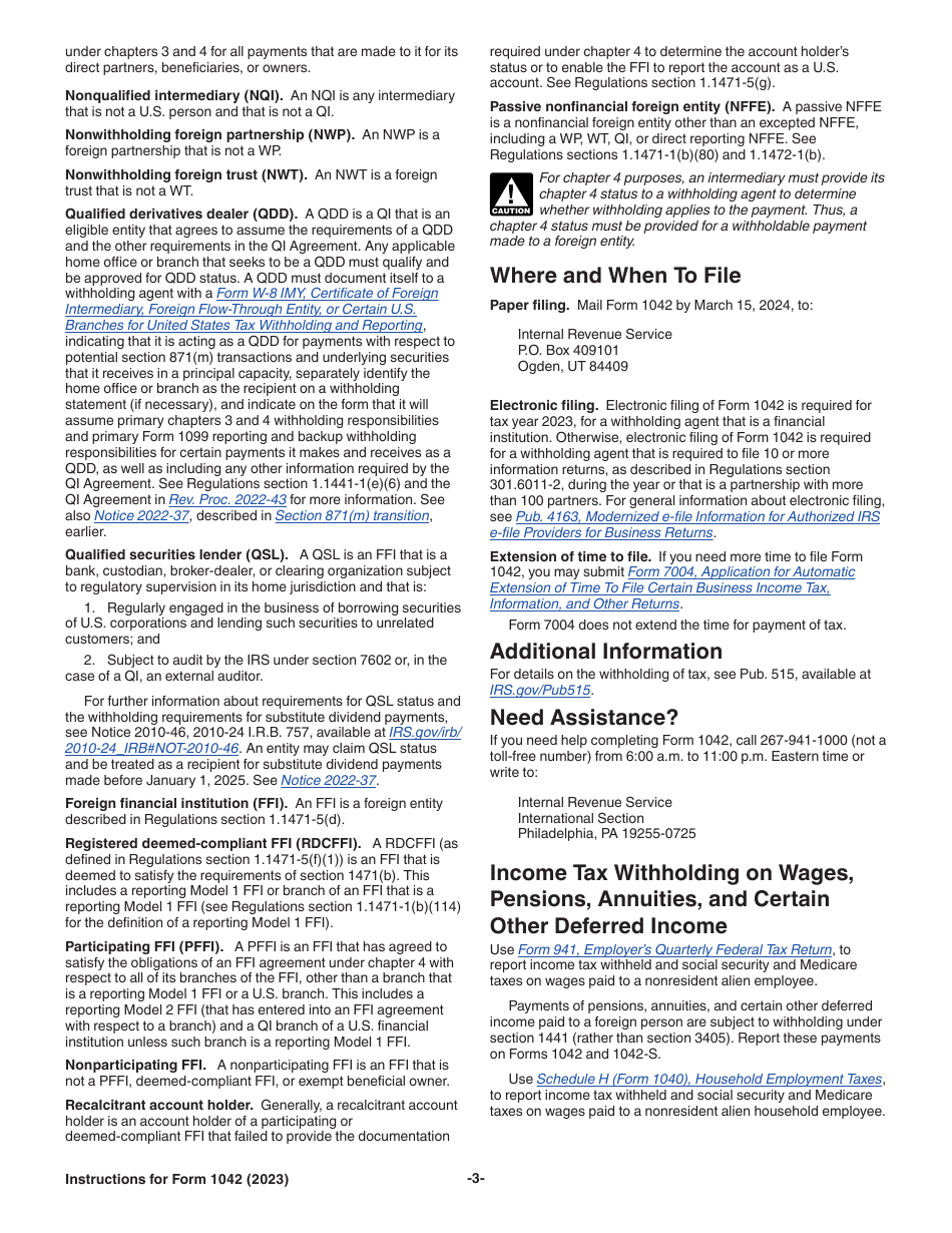Instructions for IRS Form 1042 Annual Withholding Tax Return for U.S. Source Income of Foreign Persons, Page 3