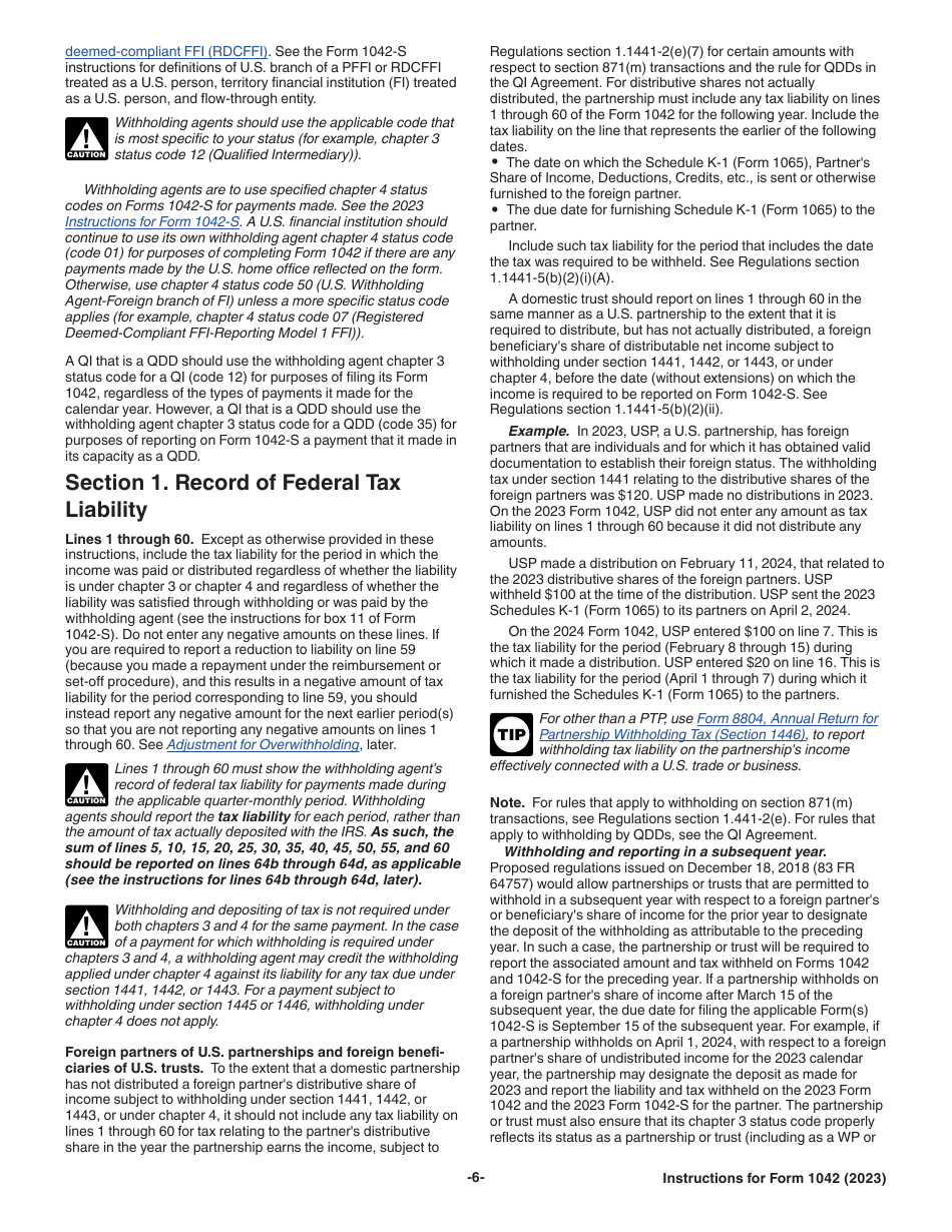 Instructions for IRS Form 1042 Annual Withholding Tax Return for U.S. Source Income of Foreign Persons, Page 6