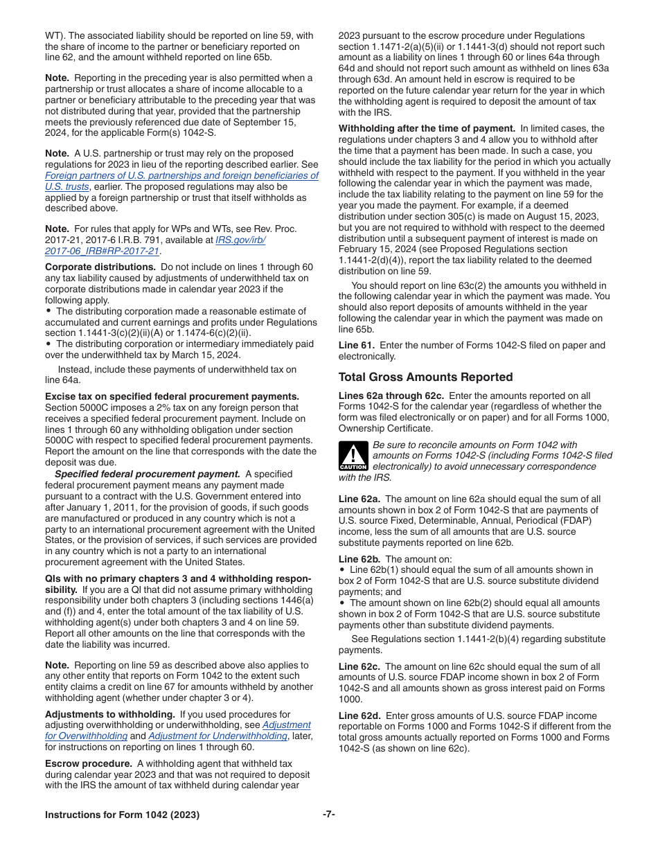 Instructions for IRS Form 1042 Annual Withholding Tax Return for U.S. Source Income of Foreign Persons, Page 7