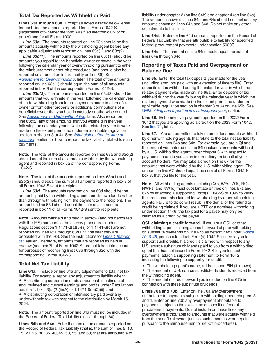 Instructions for IRS Form 1042 Annual Withholding Tax Return for U.S. Source Income of Foreign Persons, Page 8