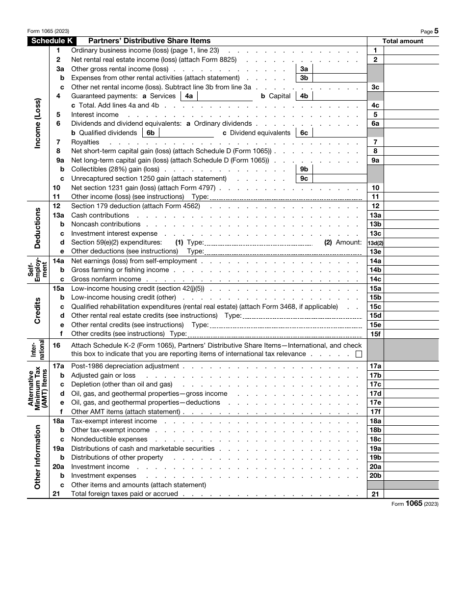 IRS Form 1065 U.S. Return of Partnership Income, Page 5