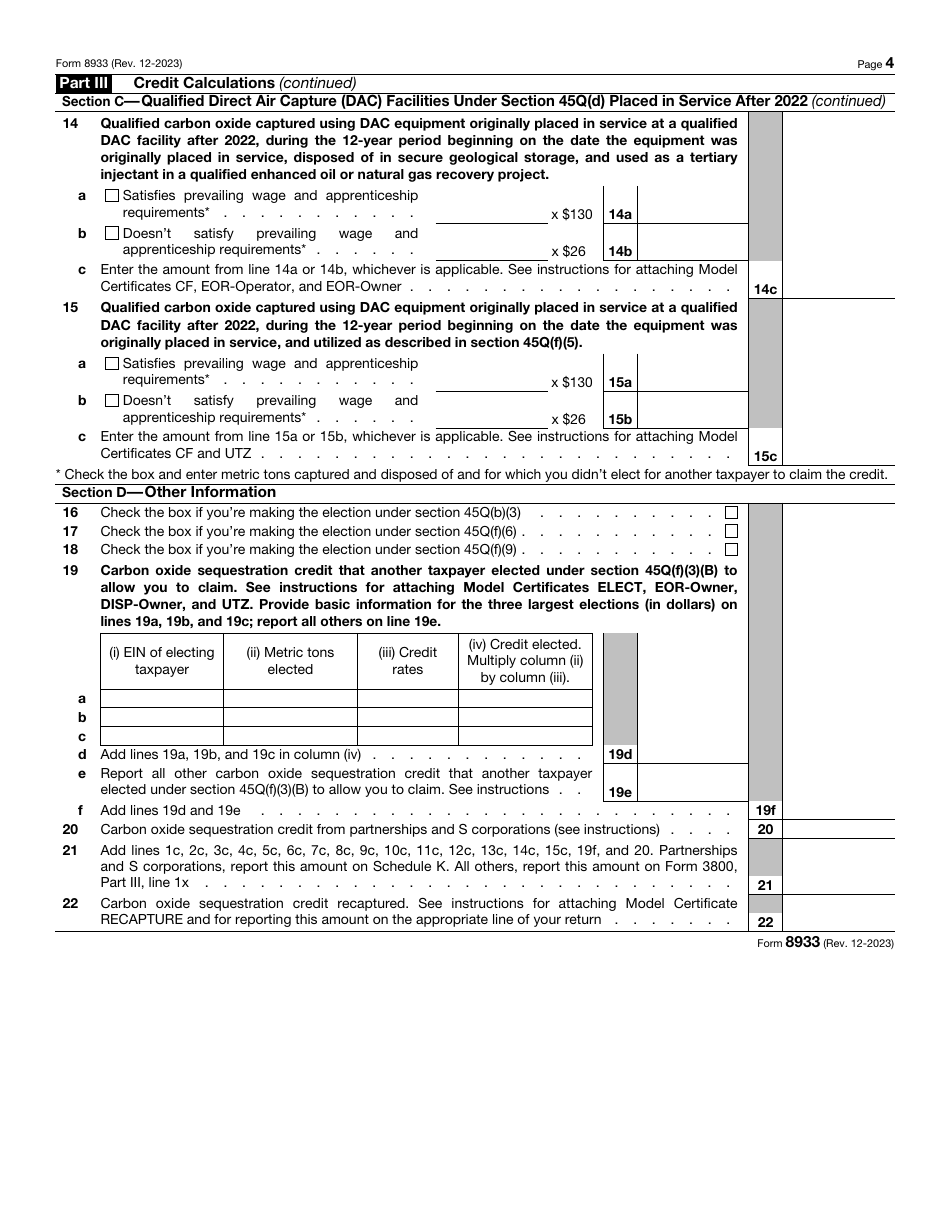 IRS Form 8933 Carbon Oxide Sequestration Credit, Page 4