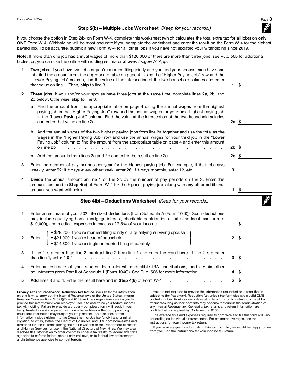 IRS Form W-4 Employees Withholding Certificate, Page 3