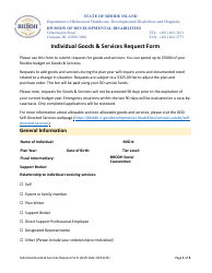 Document preview: Individual Goods & Services Request Form - Draft - Rhode Island