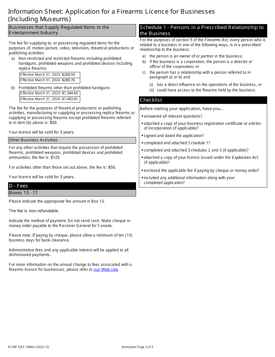 Form RCMP GRC5486 Application for a Firearms Licence for Businesses (Including Museums) - Canada, Page 3