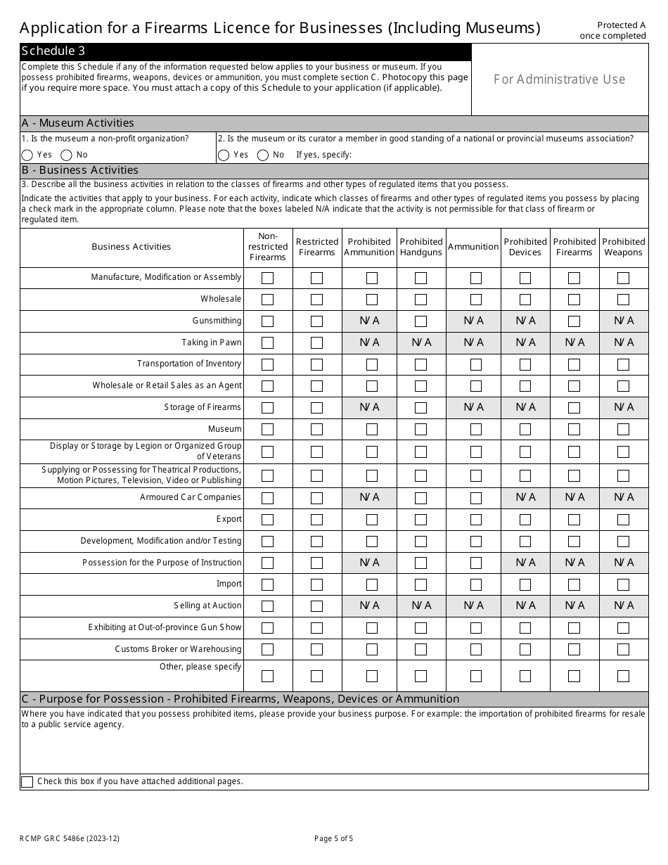 Form RCMP GRC5486 Application for a Firearms Licence for Businesses (Including Museums) - Canada, Page 8