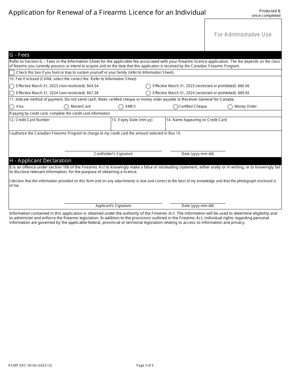 Form RCMP GRC5614 Application for Renewal of a Firearms Licence for an Individual - Canada, Page 6