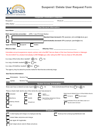 Document preview: Suspend/Delete User Request Form - Kansas