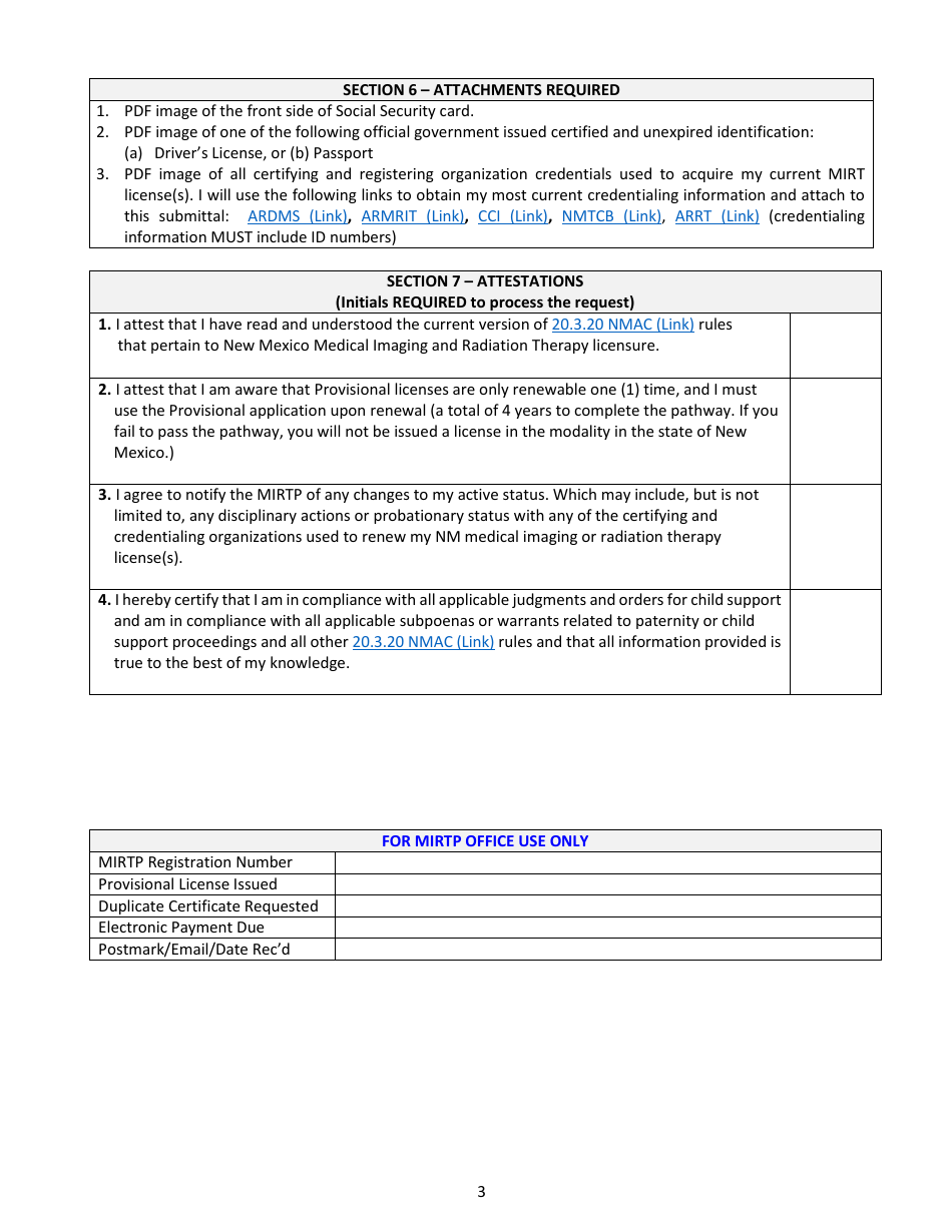 Provisional License Application - Medical Imaging  Radiation Therapy Program (Mirtp) - New Mexico, Page 3