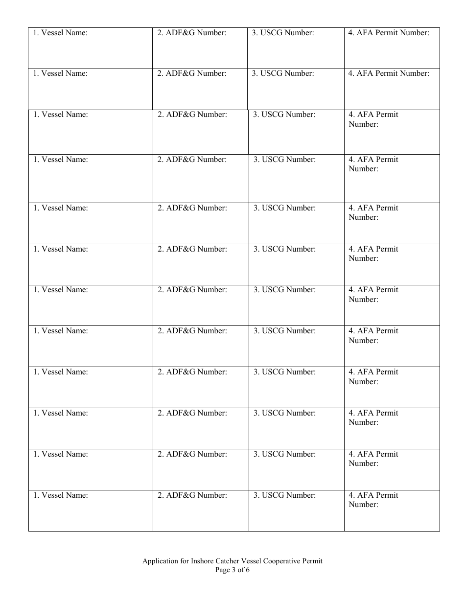 Application for American Fisheries Act (Afa) Inshore Catcher Vessel Cooperative Permit, Page 3